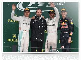 No chuvoso Grande Prémio do Brasil, Lewis Hamilton vence para a Mercedes e aproxima-se pela luta do titulo
